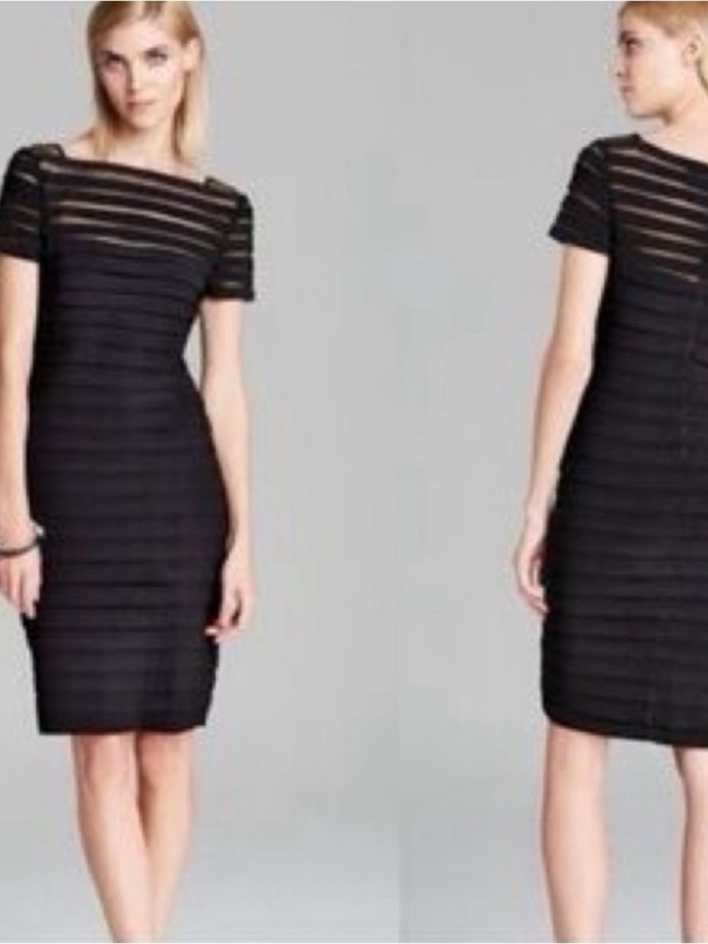 Adrianna Papell Black Knee Length Cocktail Dress.  Size 12